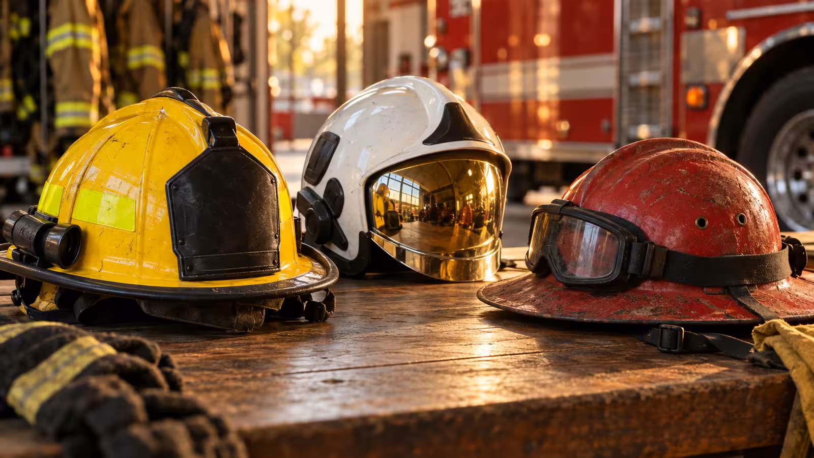 Casco para bombero con protección ocular y barbiquejo