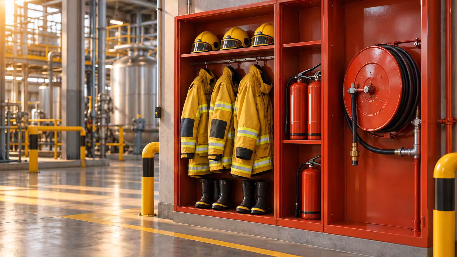 Brigada contra incendio durante una práctica de respuesta en centro de trabajo