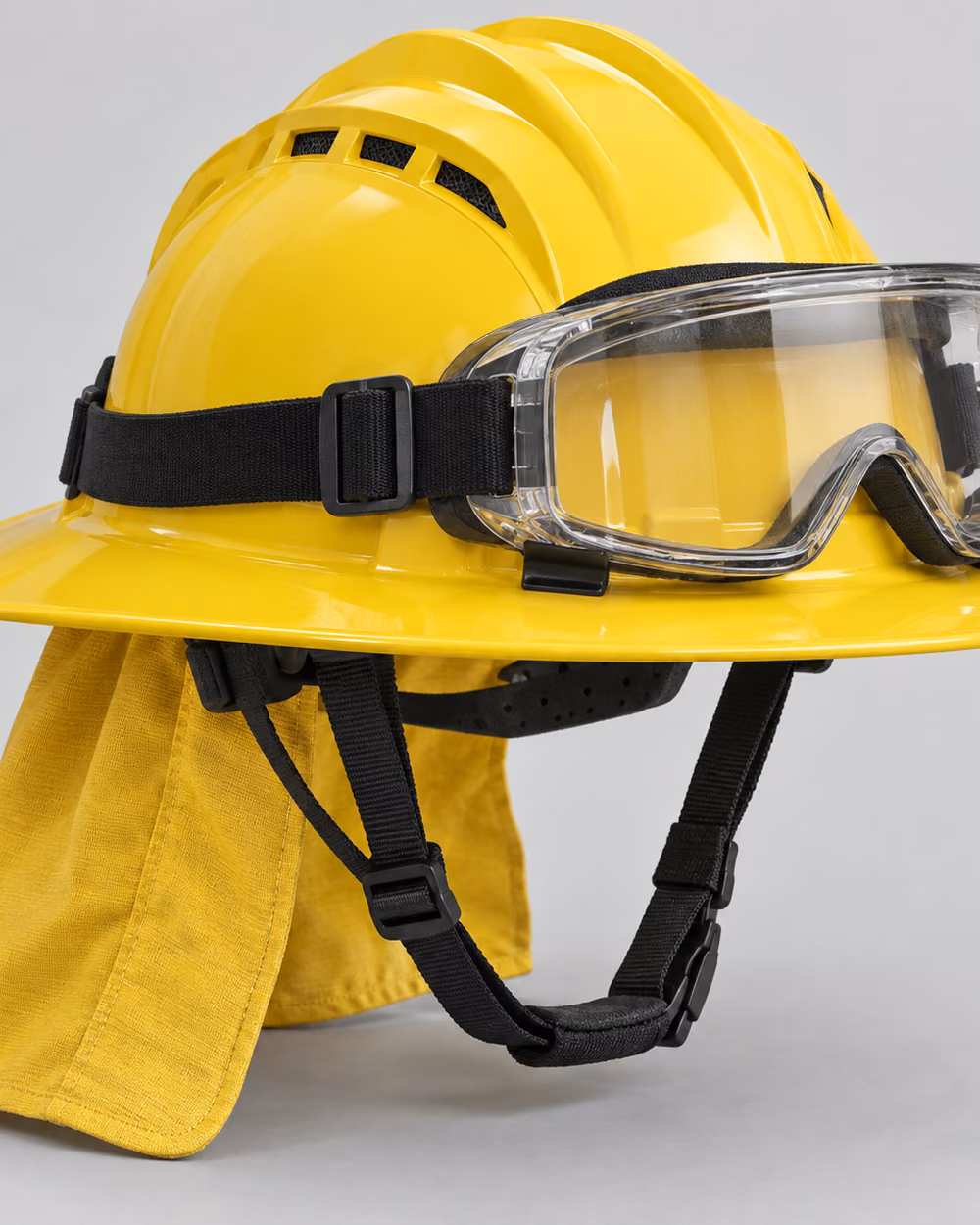 Casco forestal para bombero con ala completa y goggles
