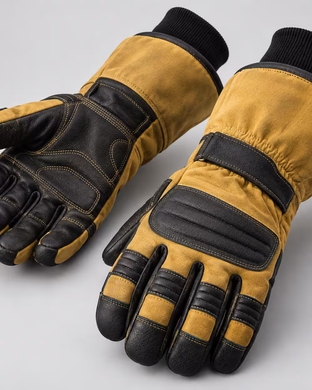 Guantes estructurales para bombero de piel con puño de protección