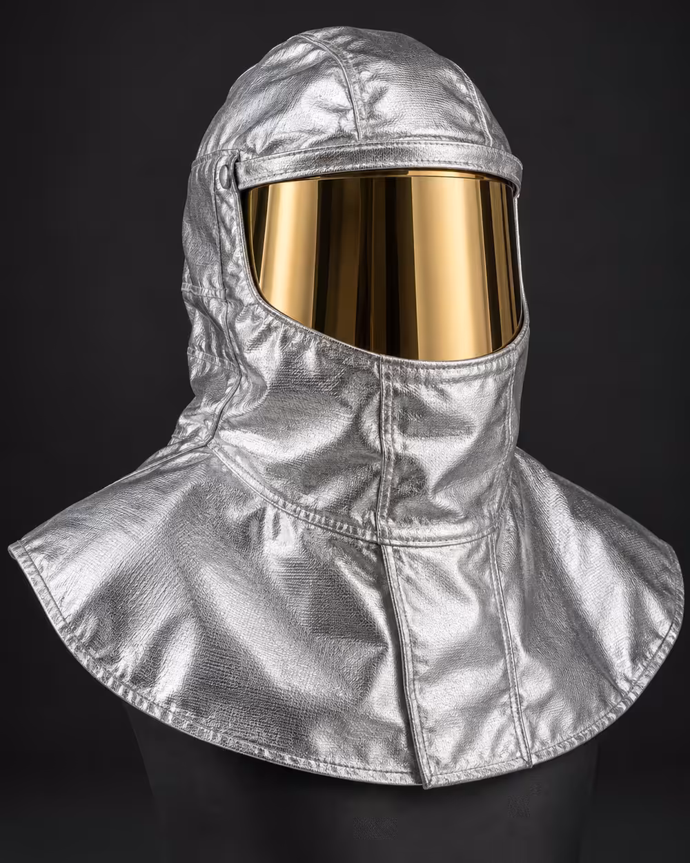 Capucha aluminizada con visor dorado para traje de aproximación