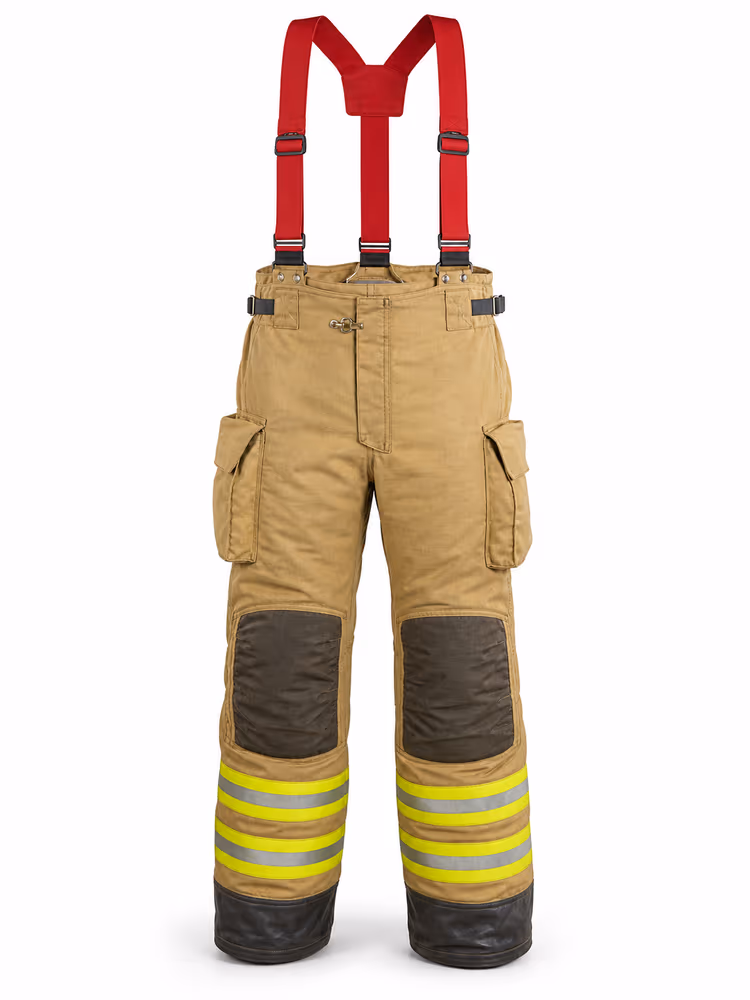 Pantalonera estructural para bombero con tirantes