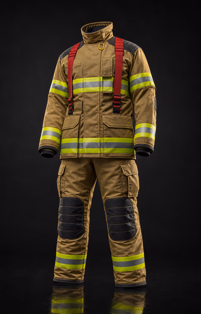 Traje estructural para bombero con chaquetón y pantalón de tres capas